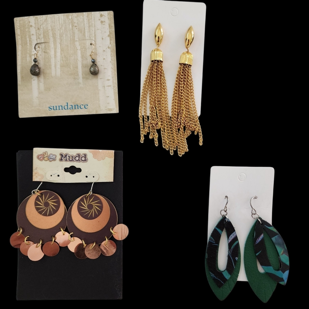 Boho Earring bundle - 4 pairs of earrings - Mudd, Sundance, Leather Earrings